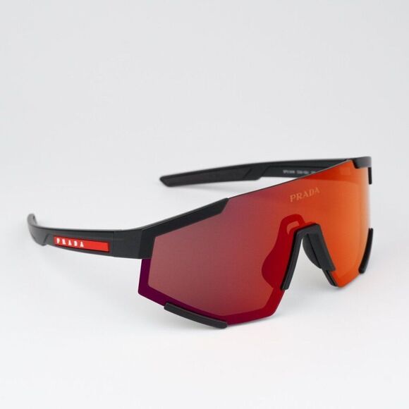 NEW Prada PS04WSF DG002U Black Rubber Brown Orange Rectangle Unisex Sunglasses - Picture 6 of 12